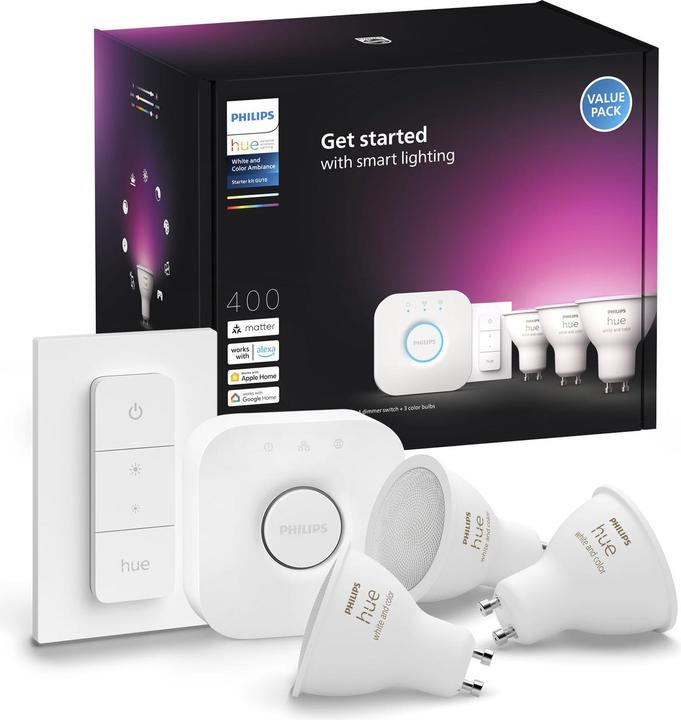 Actual product image Philips Hue White & Colour Ambiance Starter Set (GU10, 4.20 W, 400 lm, 3 x, E)