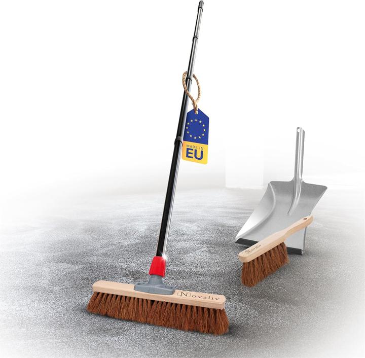 Produktbild Novaliv Kokosbesen 40 cm mit Stiel Kokosborsten inkl. Kehrgarnitur verzinkt mit Gummilippe bestehend (1 Stk.)