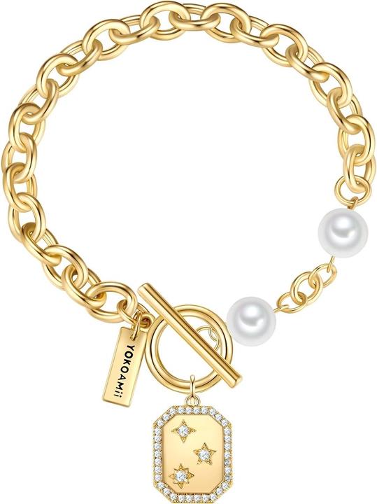 Yokoamii Damen Armband Sterne - 36358 (19 cm, Messing)