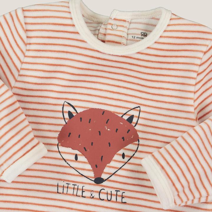 Image du produit La Redoute Collections Pyjama en velours à rayures avec motif de renard sur le devant (74)
