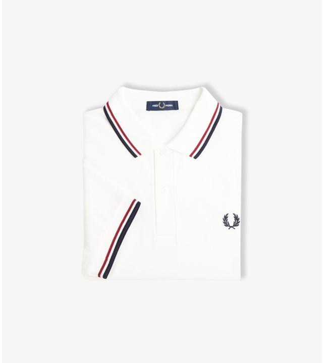 Actual product image Fred Perry Twin Tipped Polo Shirt Short Sleeve Snow White (XXL)
