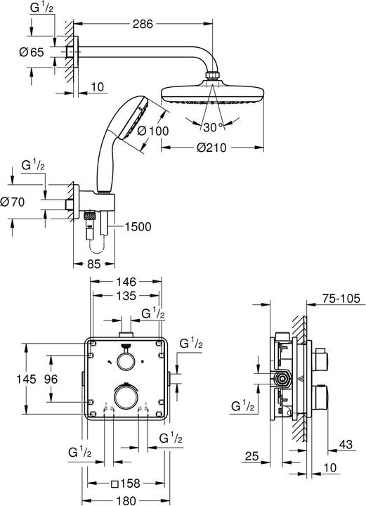 Immagine prodotto Grohe Sistema doccia Grohtherm UP con Tempesta 210