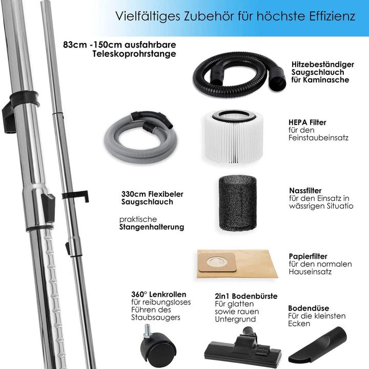 Image du produit Masko Aspirateur industriel 6IN1, bleu (Aspirateur eau et poussière)