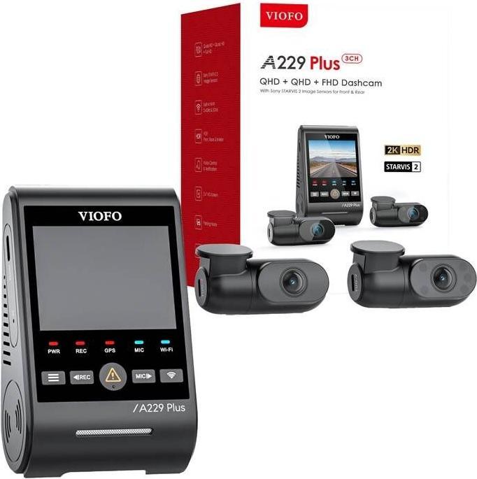 Viofo A229 Plus 3CH (GPS-Empfänger, WLAN, Beschleunigungssensor, Eingebautes Mikrofon, 2K)