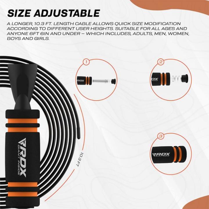 Actual product image Rdx Skipping Rope With Weight X2 Orange-10.3Ft (15756) (304 cm)