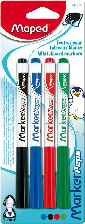 Maped Marqueurs pour tableau blanc (Rouge, Noir, Bleu, Vert, 1.50 mm, 4 x)