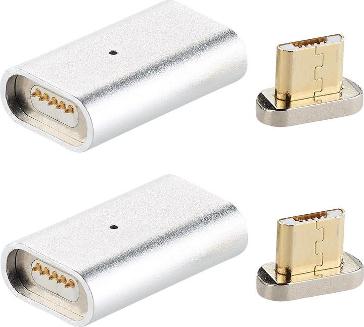Produktbild Callstel Magnetischer Micro-USB-Adapter für Lade- & Datenkabel, silber, 2er-Set (Micro USB, Micro USB)