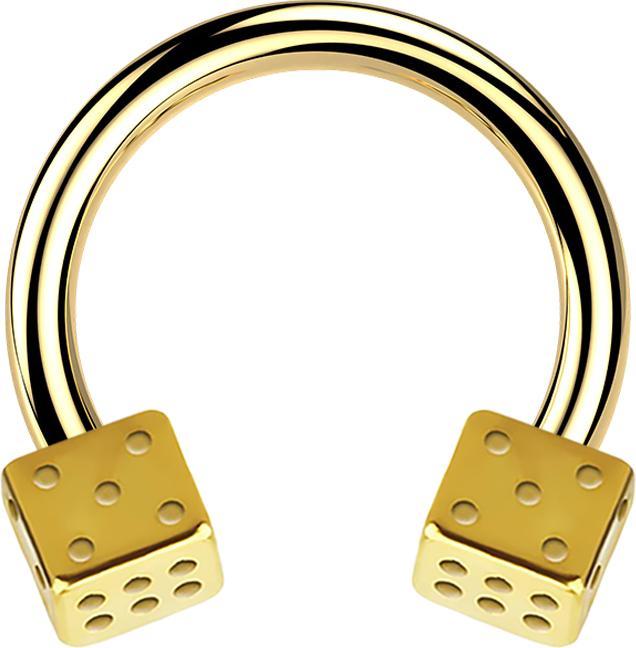 Produktbild Star Piercing Circular Barbell vergoldet mit zwei Würfel (ohne Messing, Chirurgenstahl 316L)