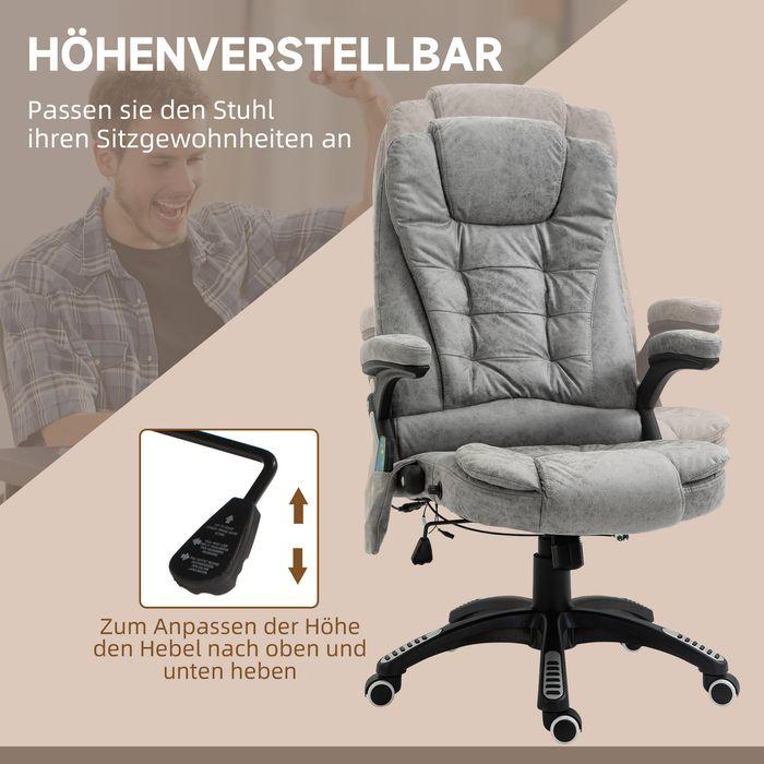 Immagine prodotto Swisshandel24 Sedia da ufficio con funzione massaggio e calore, ergonomica, 6 punti di massaggio, grigia