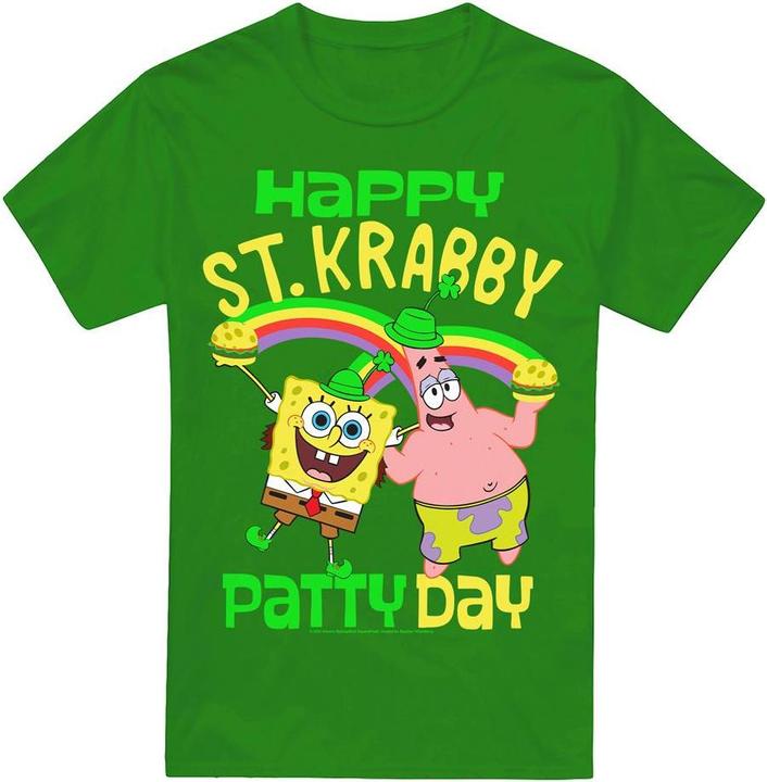 Actual product image Spongebob Squarepants Mens St Krabby Patty Day St Patricks Day T-Shirt (4XL)