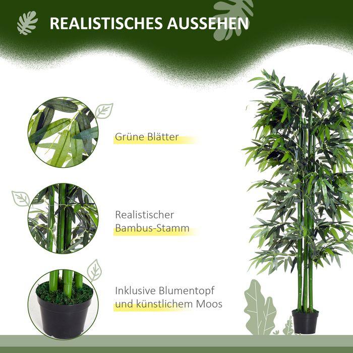 Produktbild Swisshandel24 Künstliche Pflanze, 180 cm Kunstpflanze, Künstlicher Bambusbaum, Kunstbaum mit Übertopf, Zimmerpflan (180 cm)