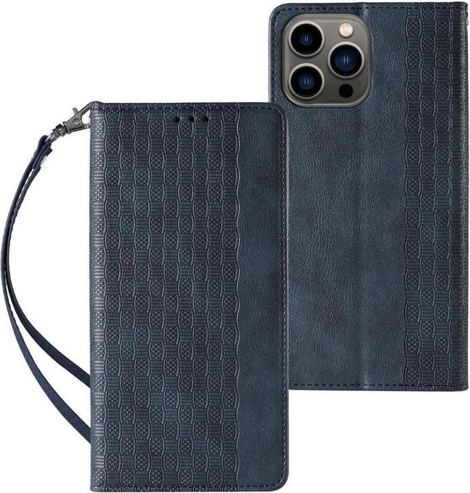 Immagine prodotto Hurtel Cinturino con magnete Custodia iPhone 14 Pro Flip Wallet Mini Lanyard Stand Blu (Apple iPhone 14 Pro)