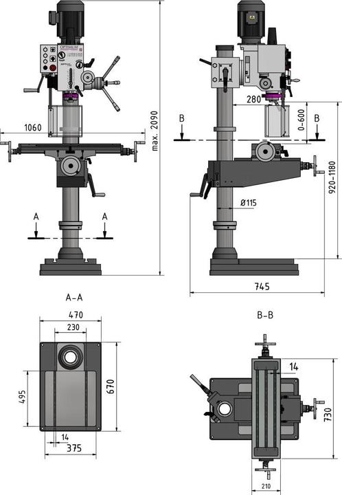Produktbild Stürmer Optimum - Säulen-Getriebebohrmaschine mit Kreuztisch OPTIdrill DH 40CTP