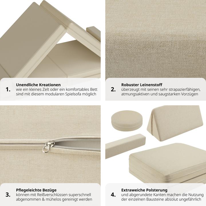 Image du produit tectake Canapé de jeu Lilly, 8 pièces, avec fonction de couchage (Canapé pour enfants)