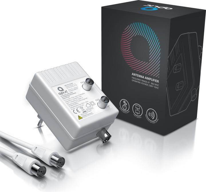 Actual product image Aplic DVB-T2 antenna amplifier, cable TV, radio antenna amplifier, 2x 15 dB signal amplification (Amplifier)
