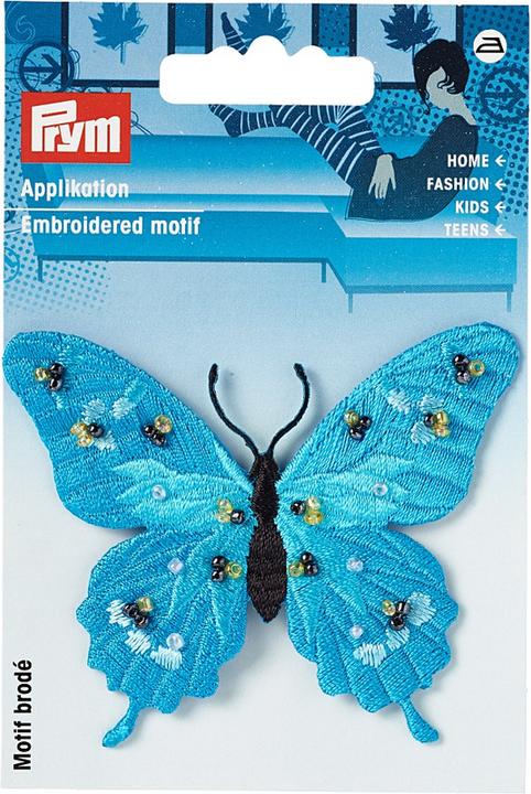 Produktbild Prym Applikation Exklusiv Schmetterling, türkis, mit Perlen (1 x)