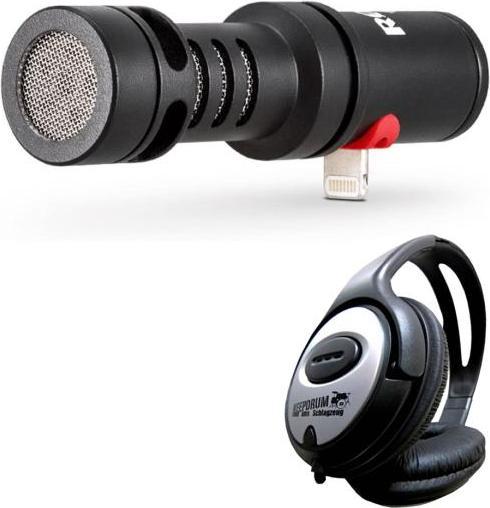 Actual product image RØDE VMML Videomic Me-L for iPhone with headphones