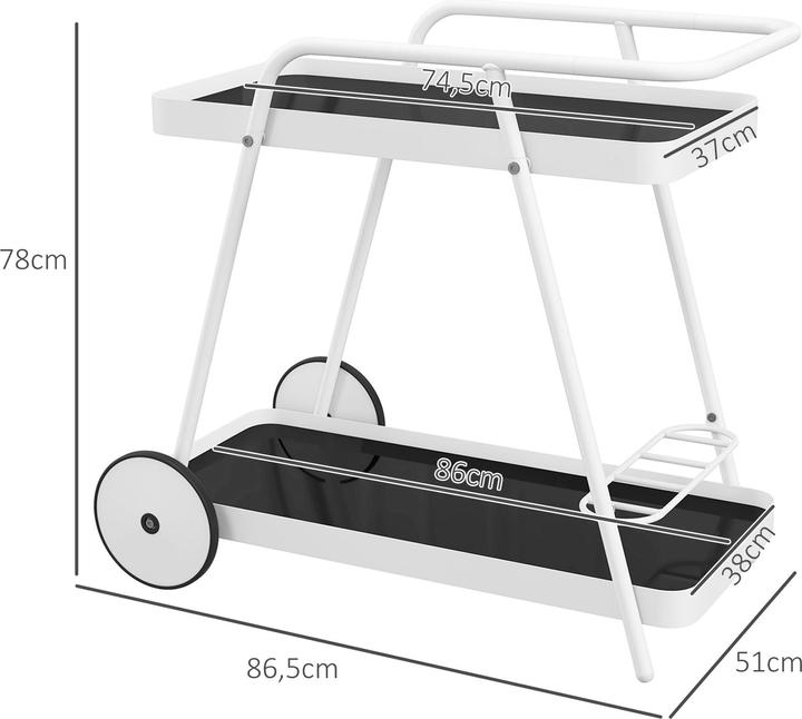Actual product image Outsunny Garden trolley with 2 levels, handle and castors