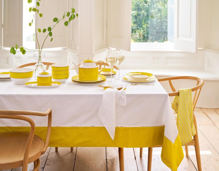 Produktbild PIP Studio Chique Tischdecke weiss/gelb 150x190cm (150 x 190 cm)
