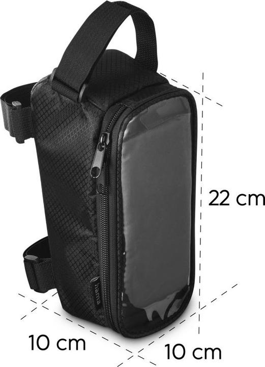 Immagine prodotto Hama Fahrrad-Rahmentasche mit durchsichtigem Handy-Fach, für Oberrohr, Schwarz (1.70 l, Borsa telaio)