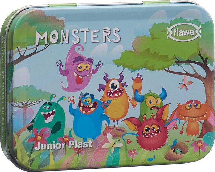 Produktbild Flawa Junior Plast Strips Monsters Tin Box (20 x)