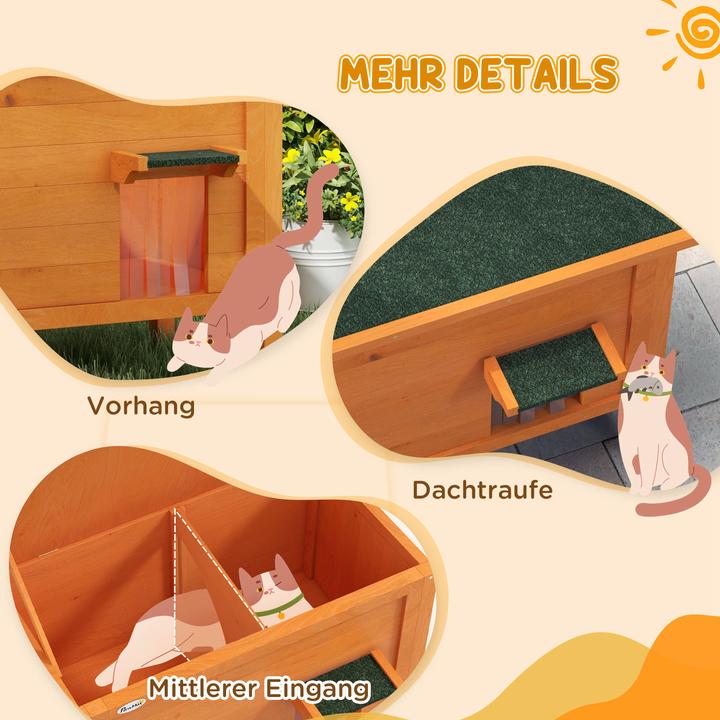 Image du produit PawHut Niche pour chat avec toit et chatière (Chatière manuelle)