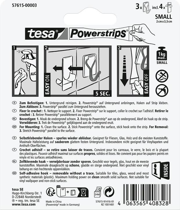 Actual product image tesa Powerstrips adhesive hooks Small