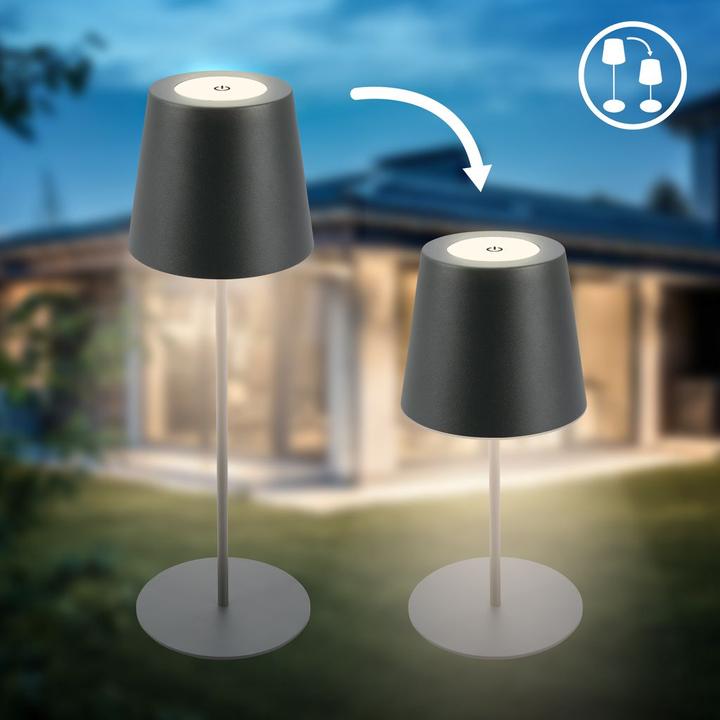 Actual product image B.K.Licht LED rechargeable table lamp, IP44, 2.5W, anthracite