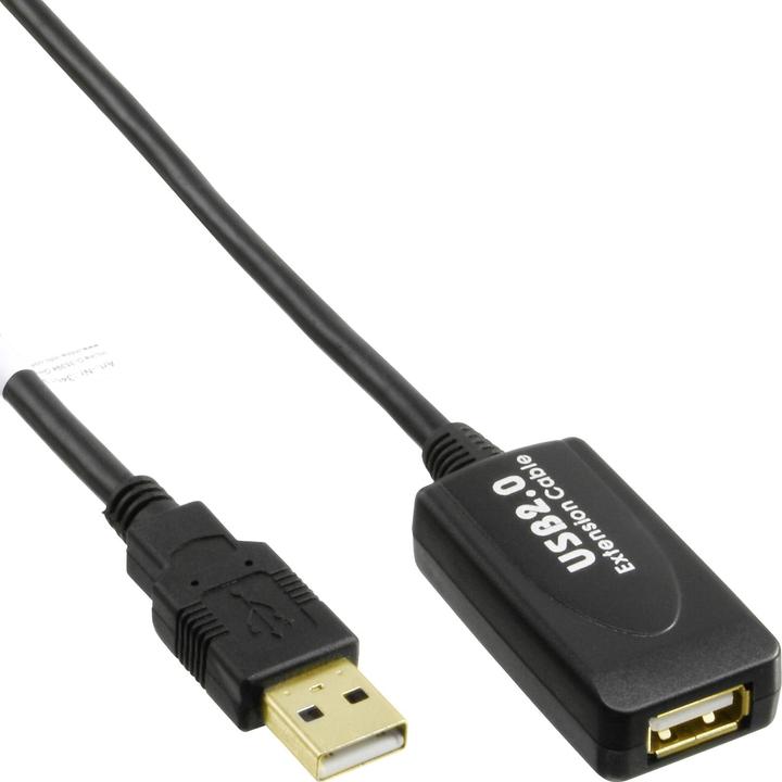Actual product image InLine USB 2.0 active extension 5m with signal amplification / repeater male A to female A 5m (5 m, USB 2.0)