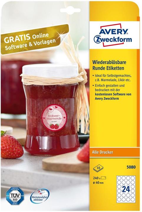 Image du produit Avery Etik Runde. Ø:40mm