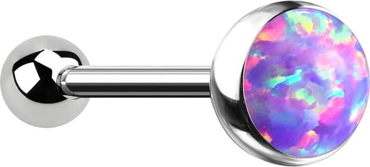 Produktbild Star Piercing Micro Threadless Barbell silber mit Kugel und Halbkugel Opal violett (ohne Messing, Titan G23)