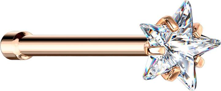 Produktbild Star Piercing Nasenstecker gerade rosegold Kristallstern silber gefasst (ohne Messing, Chirurgenstahl 316L)