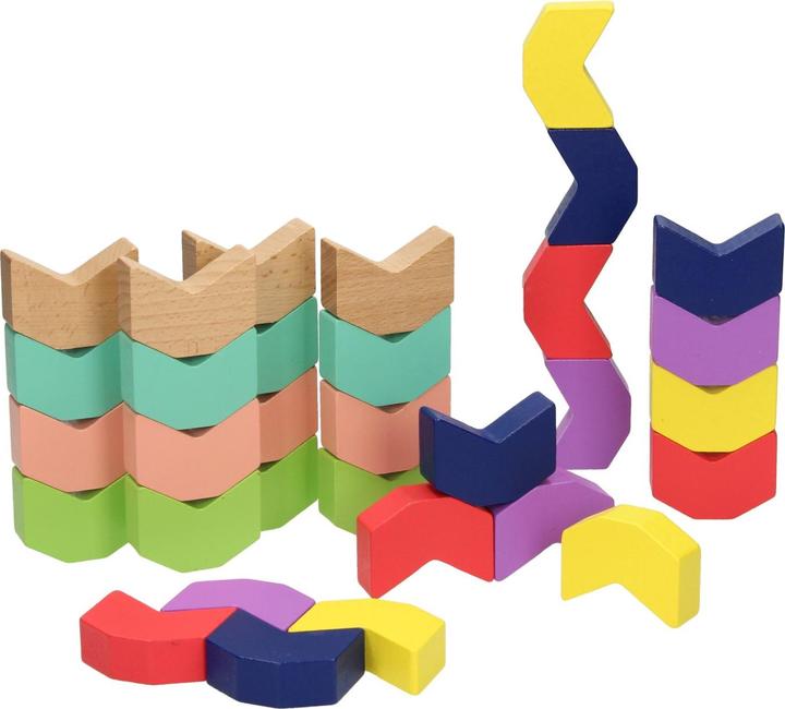 Image du produit Jeu d'empilage de blocs en bois Arc-en-ciel, 32 pcs.