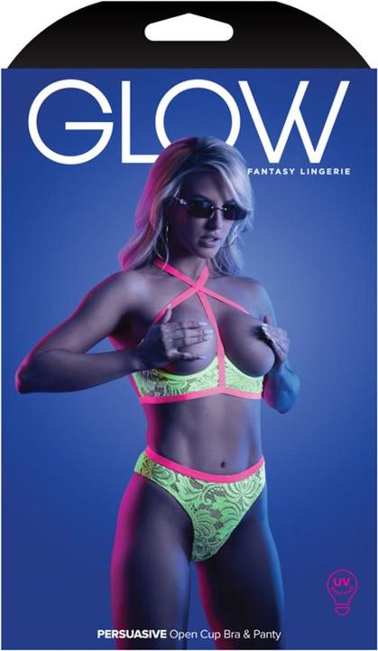 Productafbeelding Glow PERSUASIVE Open Cup BH en Panty - Neon Groen (46, 52)