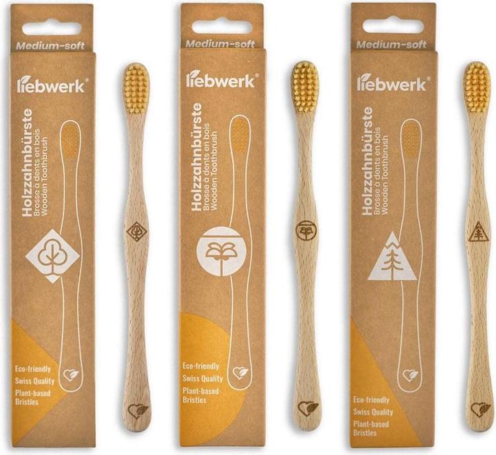 Immagine prodotto Liebwerk Spazzolino da denti in legno Ricine Leaf (Medio, 1 x)
