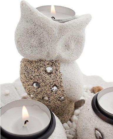 Image du produit Bekos Set de porte-bougies chauffe-plat avec hibou décoratif