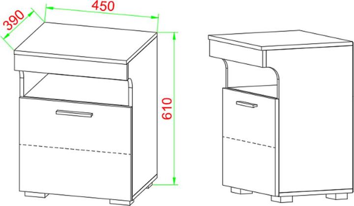 Produktbild VCM Nachtschrank Beistelltisch Drehtür Konsole Boxspring Nachttisch Slepal M (45 x 39 x 61 cm)
