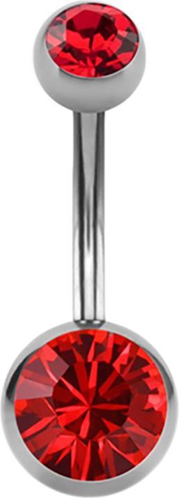 Image du produit Star Piercing Banane High Polished mit zwei Swarovski Kristallkugeln rot (sans laiton, Acier chirurgical 316L)