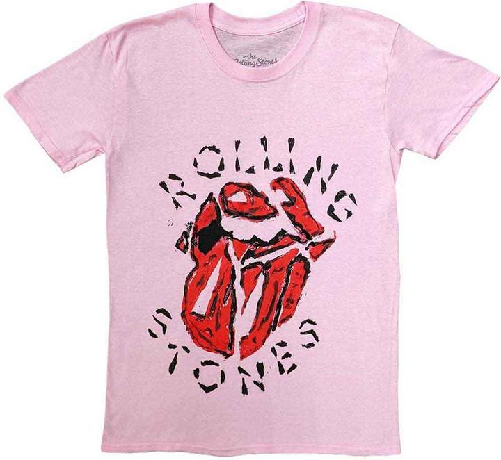 The Rolling Stones T Shirt Hackney Diamonds Painted Tongue Official Unisex Pink L (L)