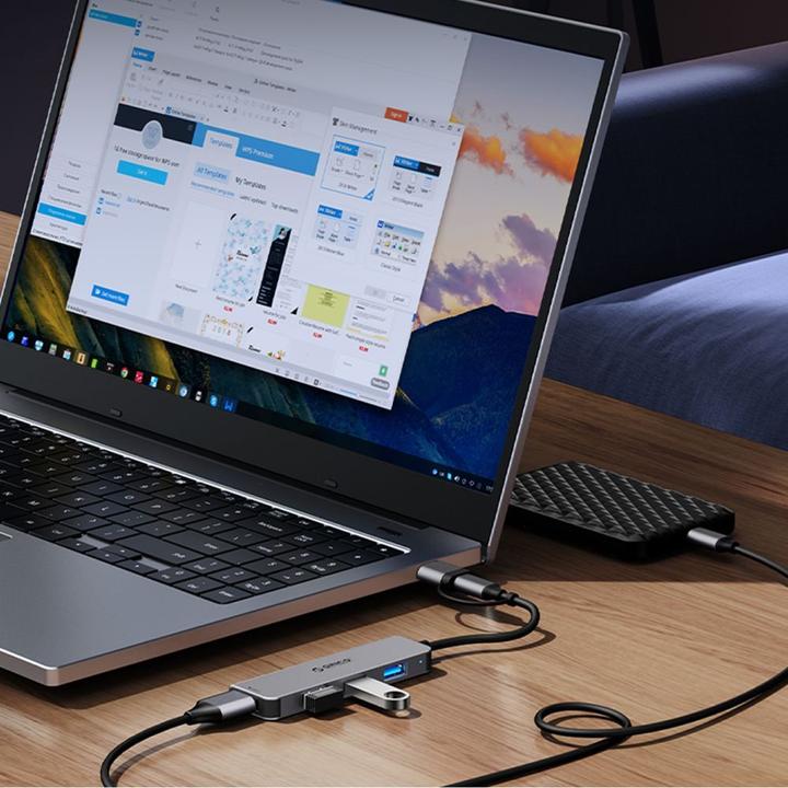 Produktbild Orico Converter YSA2-U3 USB-A/USB-C Hub Docking Station 1x USB-A 3.0 + 6x USB-A 2.0 - Gray (USB-A, 7 Ports)