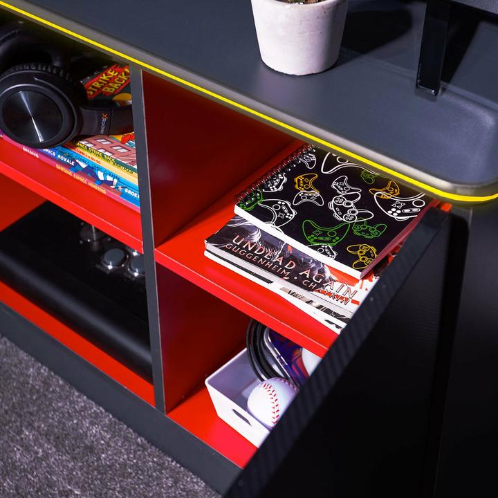 Produktbild X Rocker Carbon-Tek Gaming TV-Board mit LED-Beleuchtung - grau/rot
