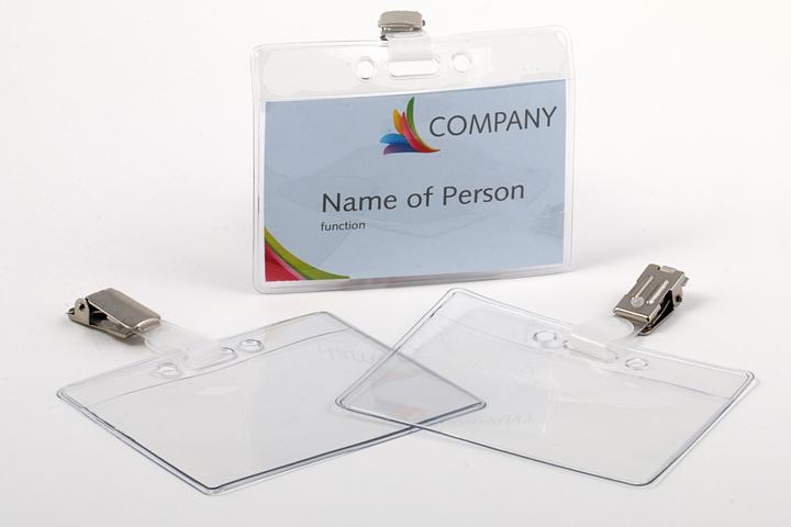 Actual product image Europel Name tag, open at the top, with clip, 60 x 90 mm