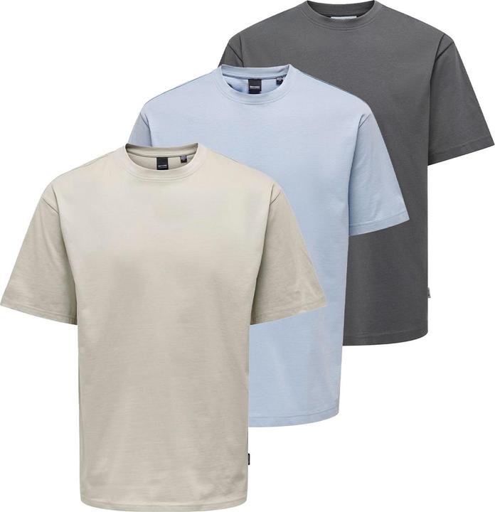 Light blue, Dark grey, Beige