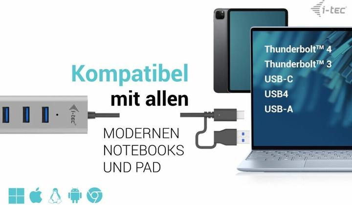 Actual product image i-tec C31HUBMETAL703 (USB-C, USB-A, 7 Ports)