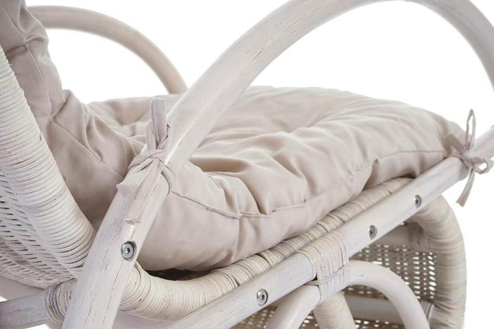 Image du produit Swisshandel24 Fauteuil à bascule, fauteuil oscillant en rotin, blanc - revêtement crème