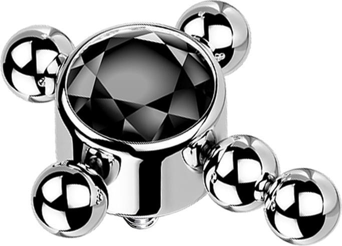 Image du produit Star Piercing Dermal Anchor argent croix boules cristal noir (Titane G23, sans laiton)