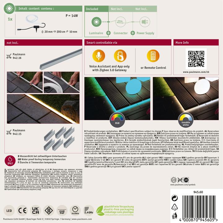 Immagine prodotto Paulmann Plug & Shine Stripe Neon per esterni (RGBW, 200 cm, Esterno)