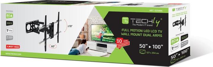 Actual product image Techly Wall Support Full Motion (Wall, 100", 80 kg)