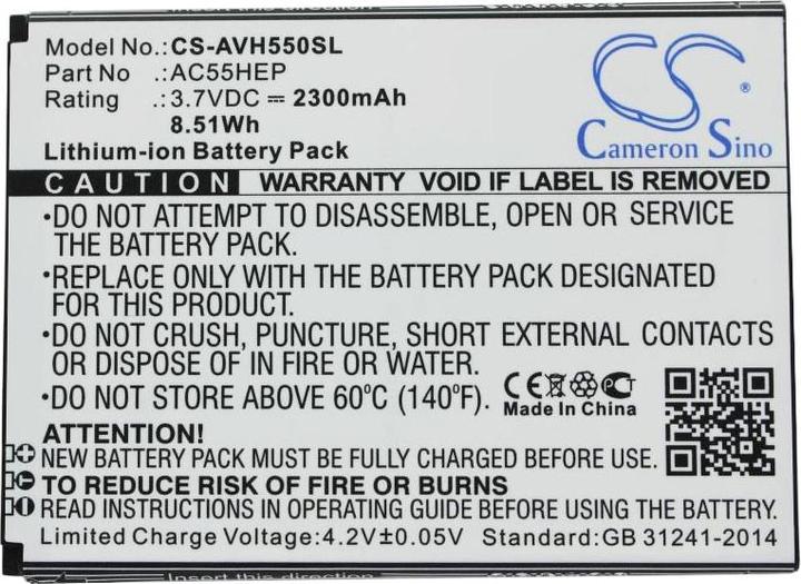 Actual product image AccuCell Battery Archos AC55HEP, Archos A55 Helium, Helium +, Helium Plus