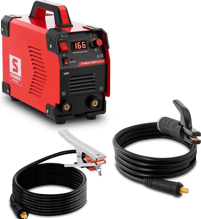 Produktbild Stamos Elektroden Schweissgerät MMA Schweissgerät E-Hand 8 m Kabel 160 A VRD IGBT